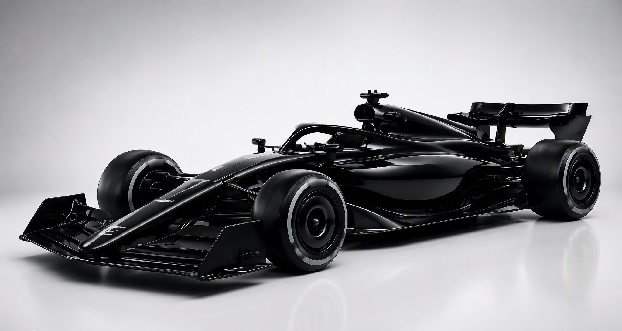 Volo track car in Stealth Black, studio profile view